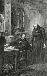 Illustration de Les Misérables, 19e siècle (gravure en noir et blanc)